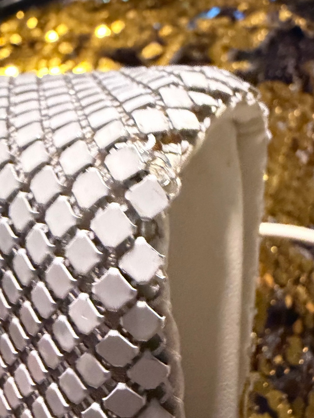 Y2K Modern Vintage Whiting & Davis Gold Tone Mesh Chainmail clutch crossbody USA - Picture 9 of 9